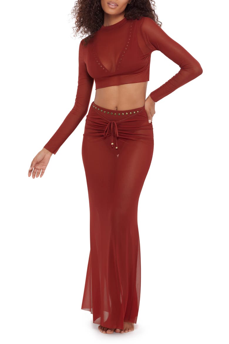 Sheer Mesh Crop Cover-Up Top, Main, color, SANGRIA