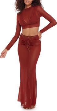 Steve Madden Sheer Mesh Crop Cover-Up Top