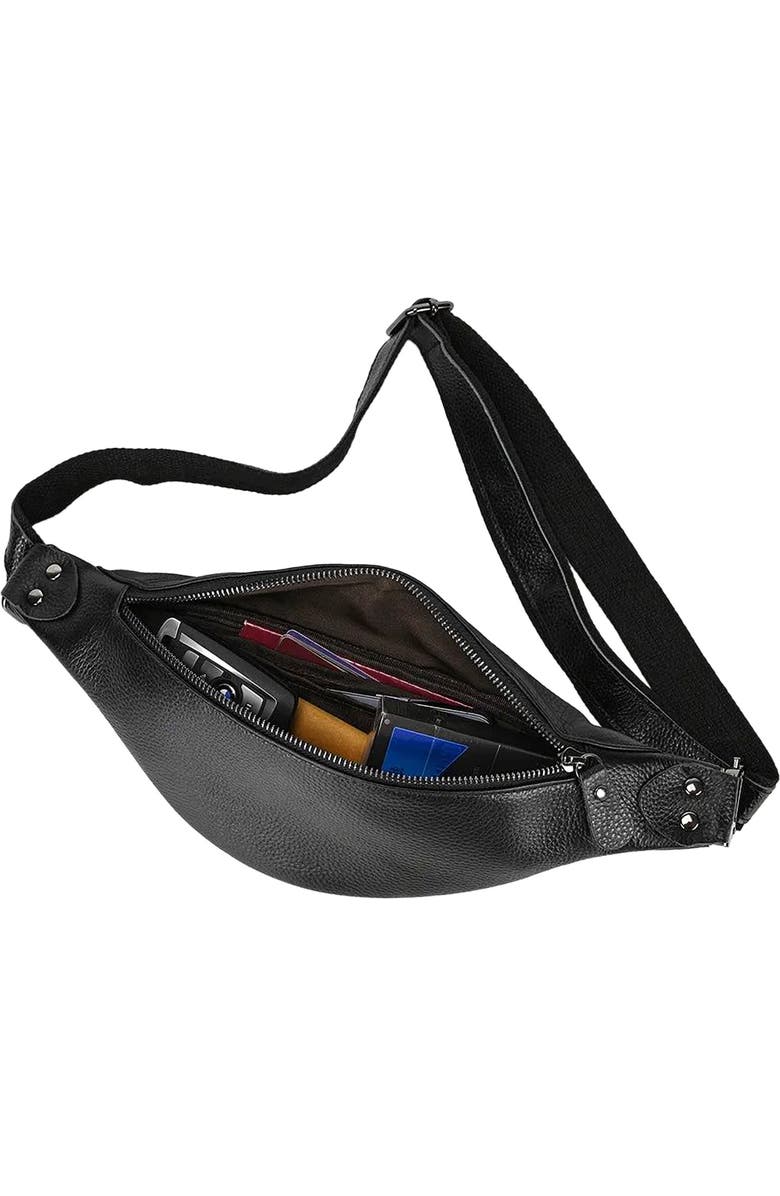 STEEL HORSE LEATHER The Walcott Leather Waist Bag | Black Leather Fanny Pack, Alternate, color, Black