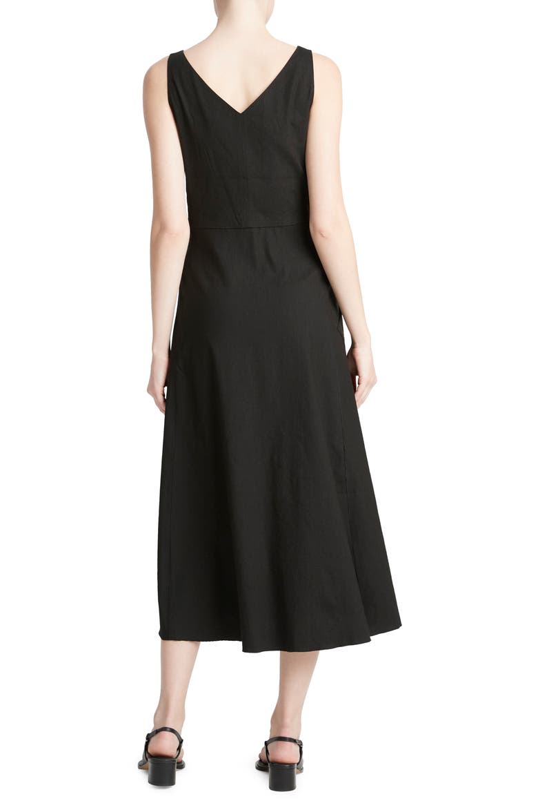 Relaxed Sleeveless Linen Blend Midi Dress, Alternate, color, BLACK