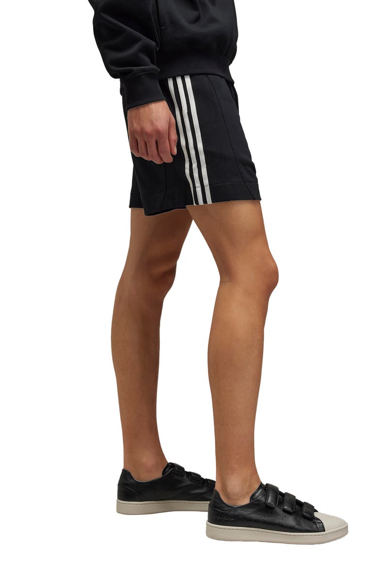 French Terry Cutline Shorts, Alternate, color, BLACK