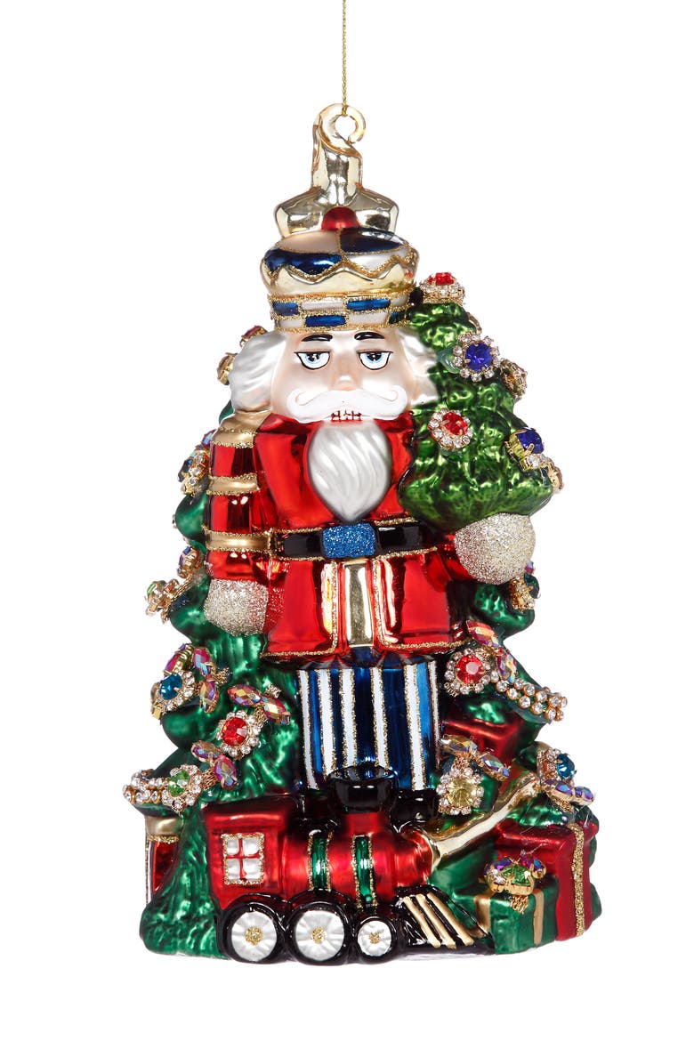 Jeweled  Nutcracker Ornament, Red and Blue, Main, color, Red