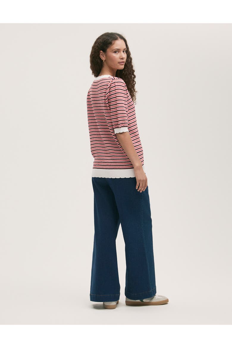Willa Short Sleeve Striped Cardigan, Alternate, color, Pink Stripe