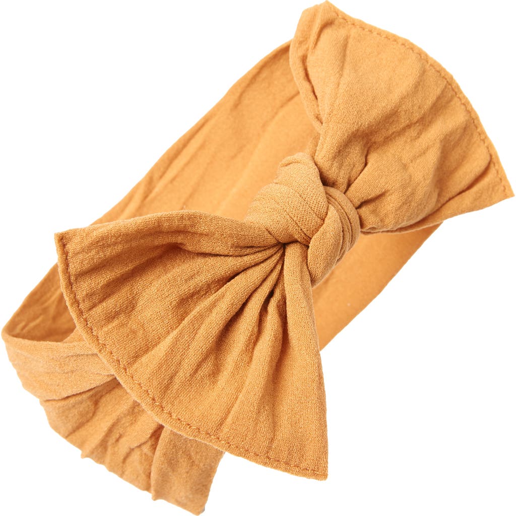 Baby Bling Knotted Bow Headband In Brown