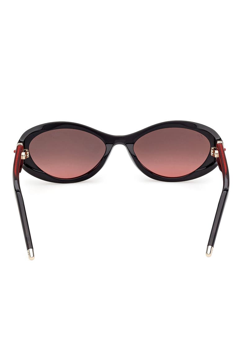 55mm Oval Sunglasses, Alternate, color, BLACK / BILAYER BLACK / RED