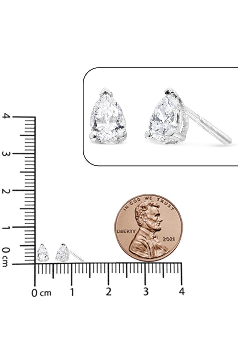 14K White Gold 1.0 Ct Pear Shape Solitaire Lab Grown Diamond Stud Earrings, Alternate, color, White