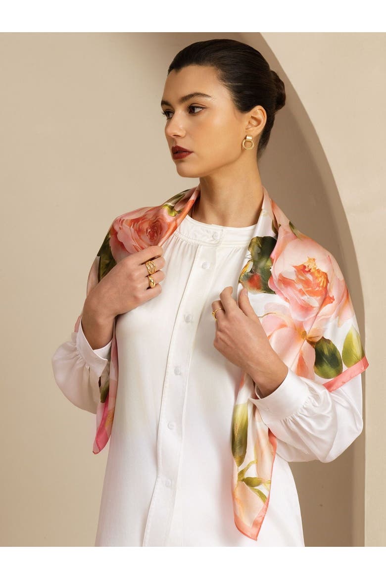 Pure Silk Floral Square Scarf, Alternate, color, Multi