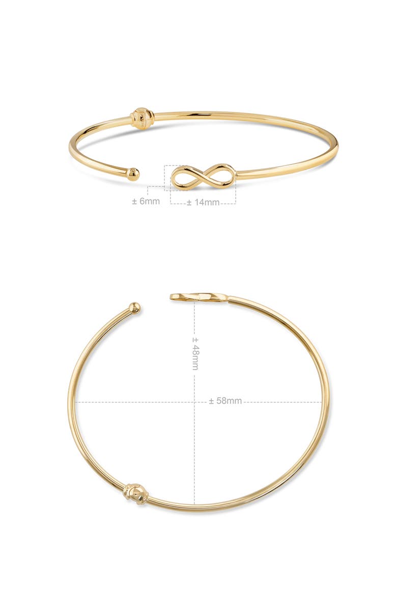 DEVATA Infinity Bangle Bracelet in 14K Gold, Alternate, color, Yellow Gold