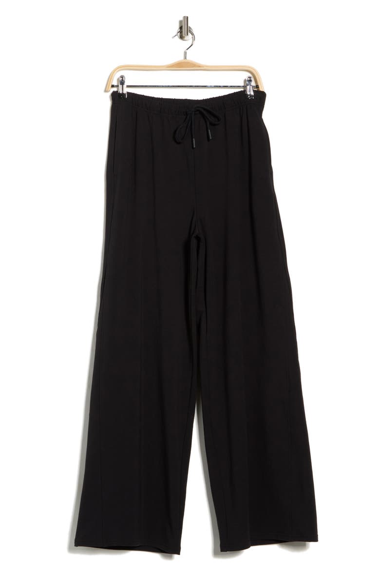 Relay French Terry Ultra Wide Leg Pants, Alternate, color, BLACK