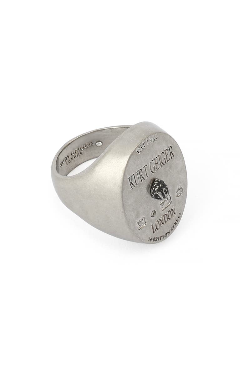 Eagle Logo Signet Ring, Alternate, color, ANTIQUE SILVER