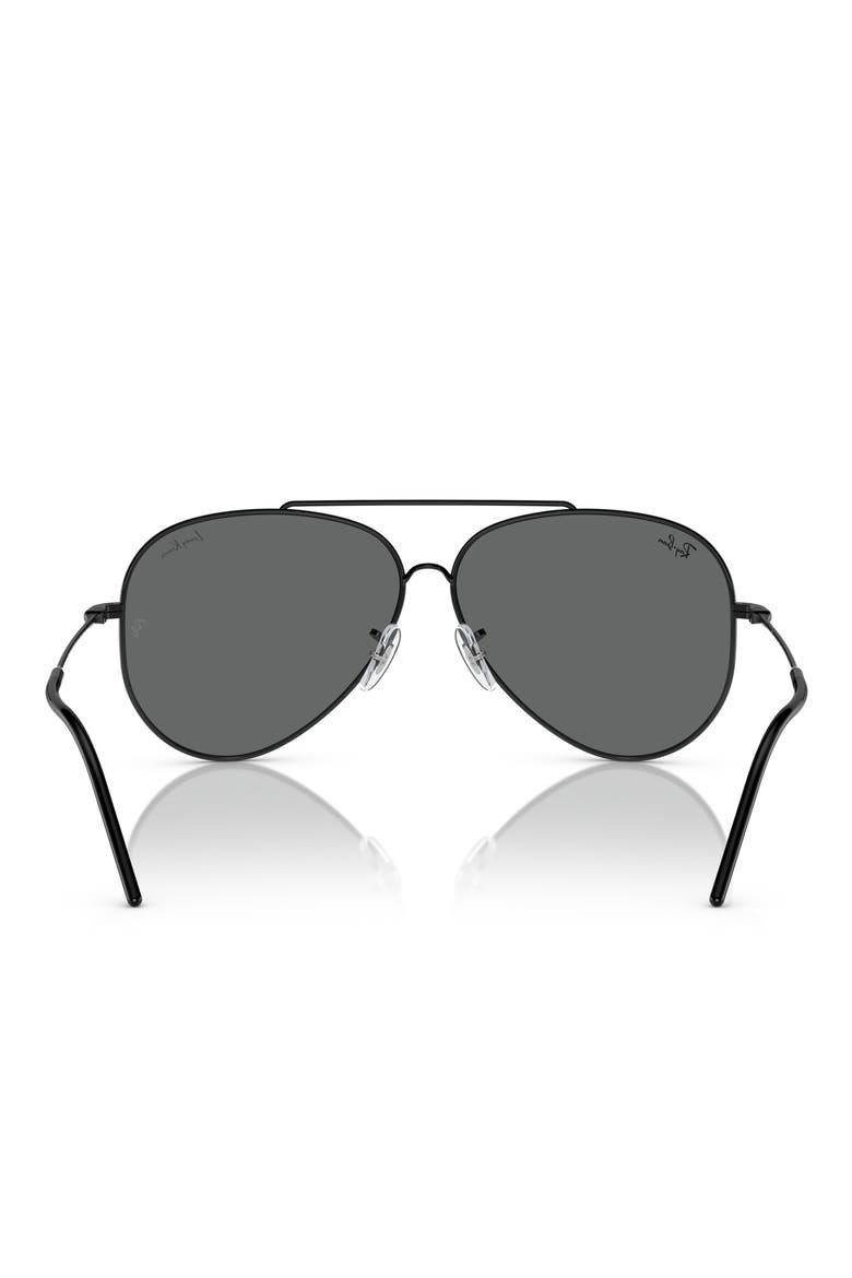 Reverse 62mm Oversize Aviator Sunglasses, Alternate, color, BLACK