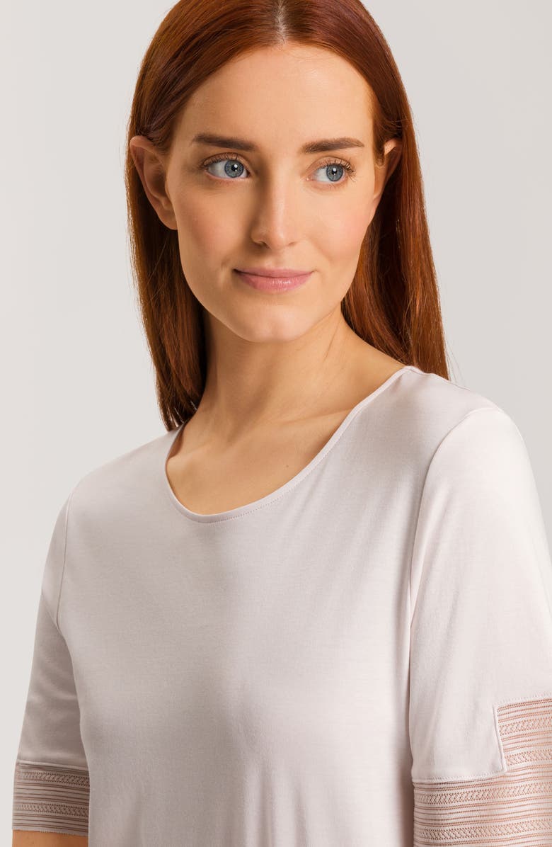 Hanro Sophie Lace Trim Mercerized Cotton Nightgown, Alternate, color, 