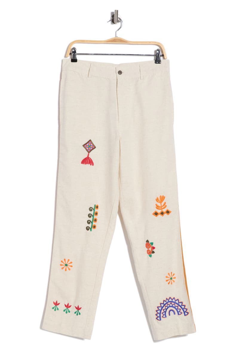 Ranbir Embroidered Trousers, Alternate, color, EGGSHELL MULTI