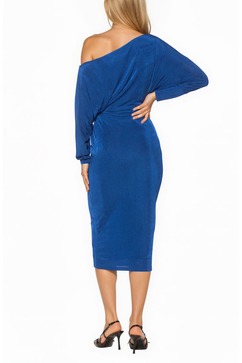 Cassian One-Shoulder Long Sleeve Midi Dress, Alternate, color, COBALT