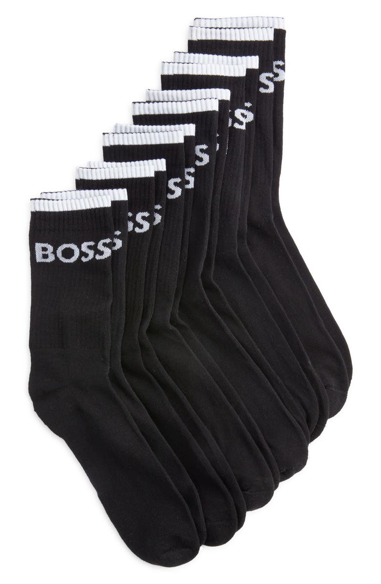 BOSS 6-Pack Stripe Logo Crew Socks, Main, color, 