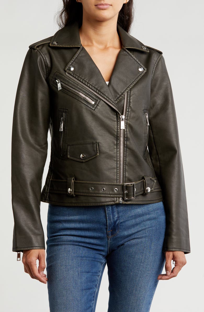 INDUSTRY REPUBLIC CLOTHING Faux Leather Moto Jacket, Main, color, 