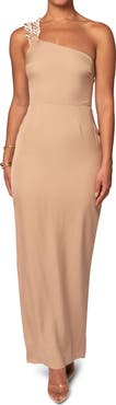 JLUXLABEL Luxury Living One-Shoulder Chain Strap Lace-Up Dress