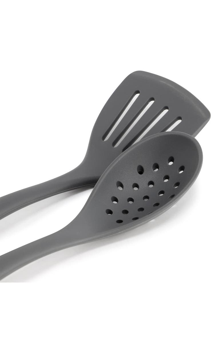 OSTER Ridgecrest 2 Piece Silicone Kitchen Tool Slotted Spoon and Turner Set, Alternate, color, Gray