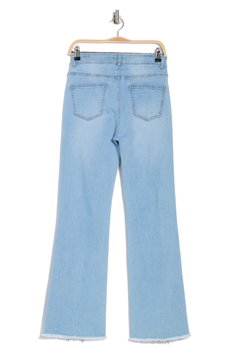 BEBE DENIM Rhinestone Fringe Straight Leg Jeans, Alternate, color, 