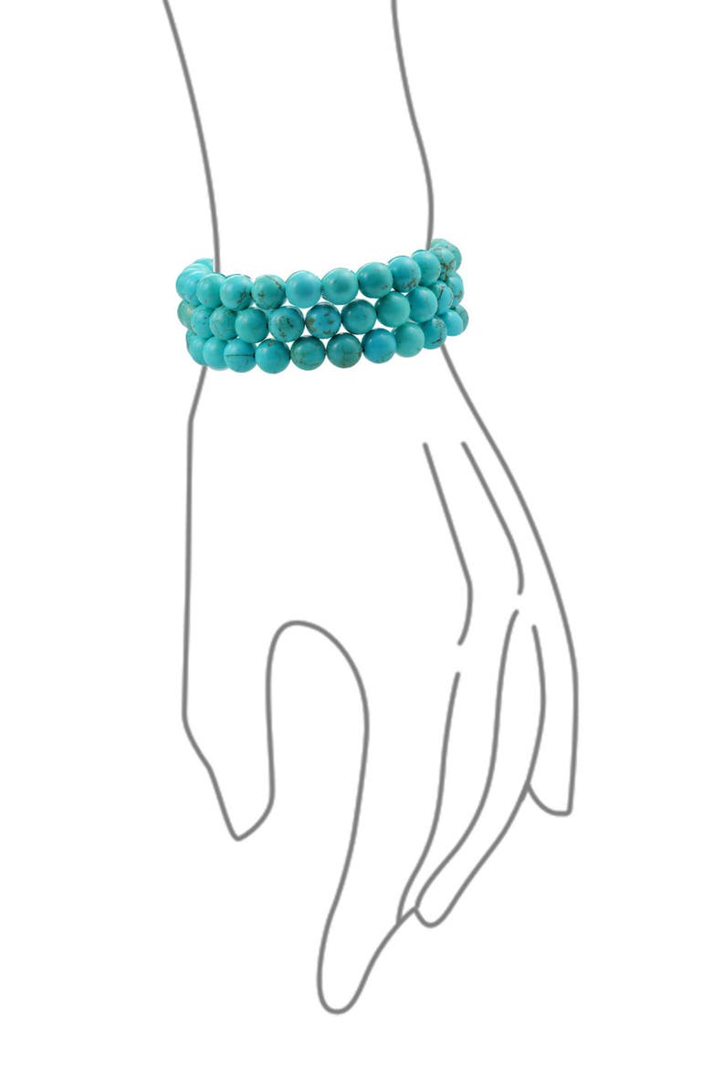 Set of 3 Turquoise Bead Multi Strand Stretch Bracelet, Alternate, color, AQUA TURQUOISE