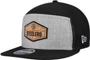New Era Men's New Era  Gray/Black Pittsburgh Steelers Cork Split Panel 9FIFTY Trucker Snapback Hat