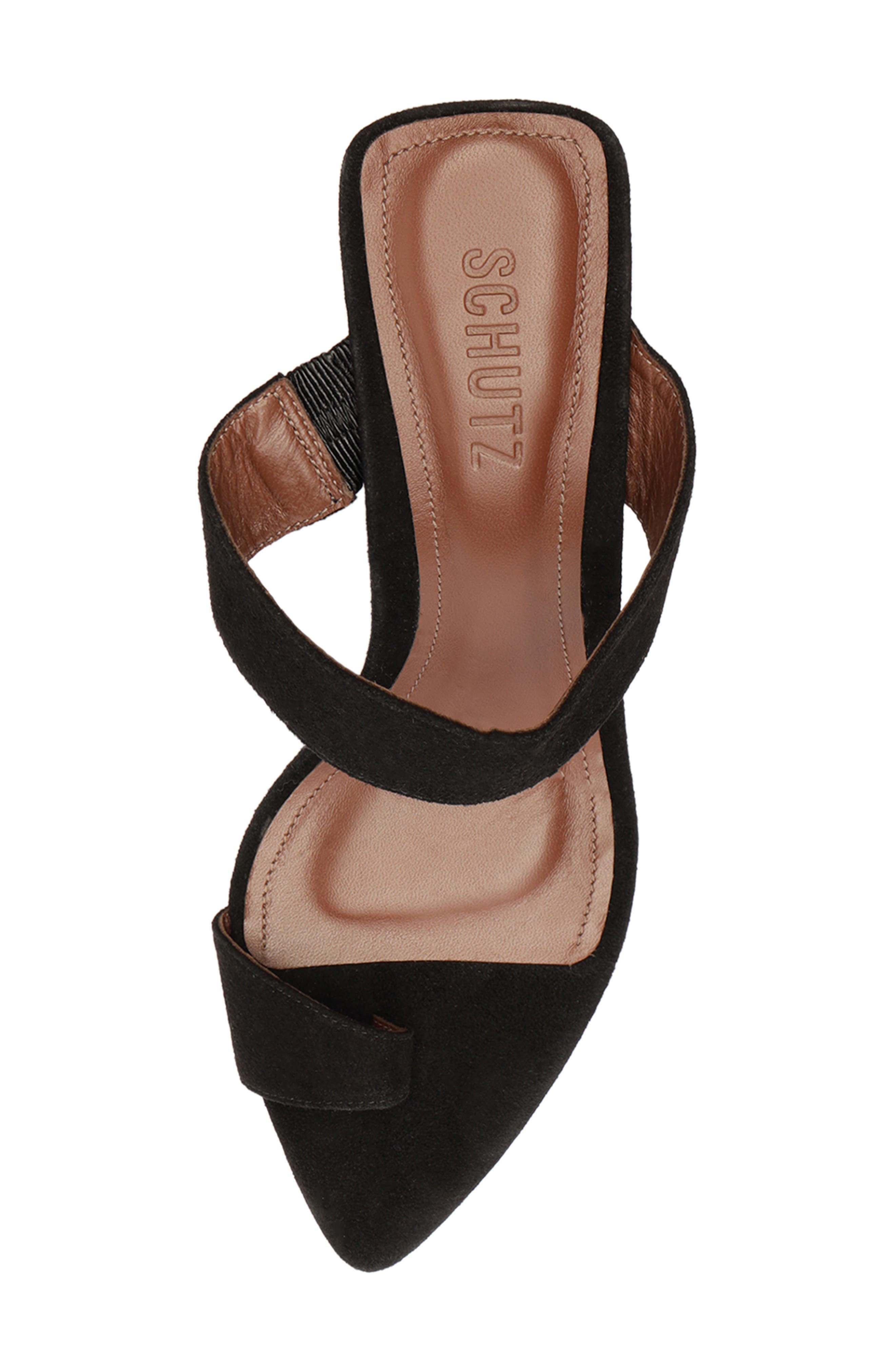Schutz Melina Pointed Toe Slide Sandal, Alternate, color, Black