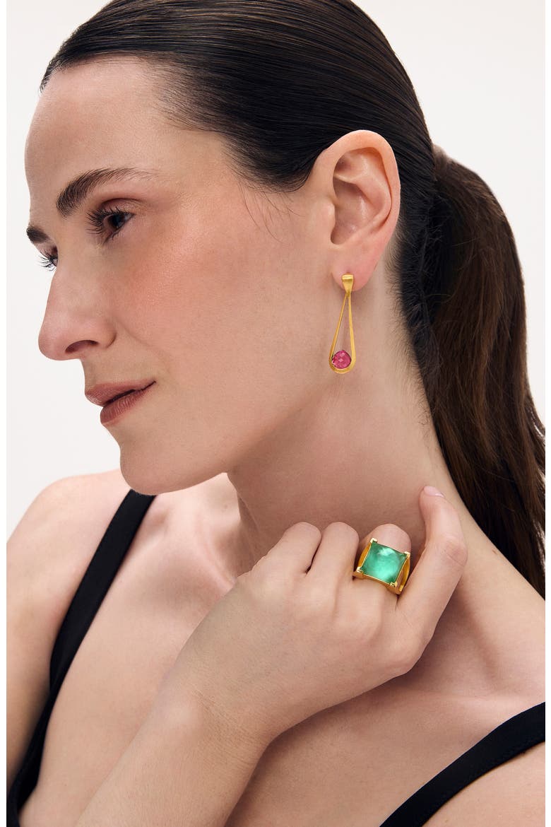 Mini Samui Simulated Stone Drop Earrings, Alternate, color, SIAM PINK