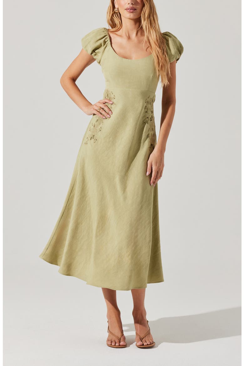 Leocadia Midi Dress, Alternate, color, MATCHA