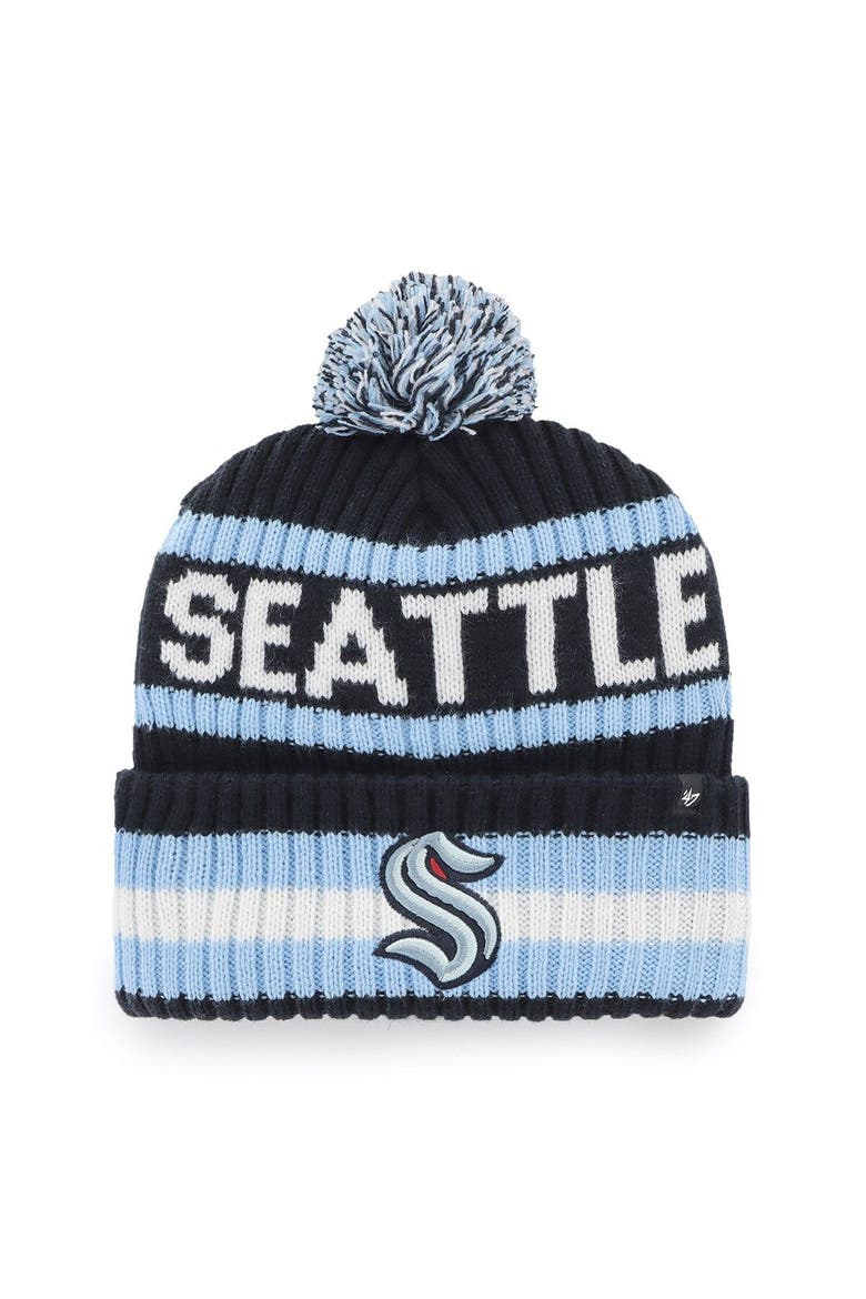 Men's '47 Navy Seattle Kraken Bering Cuffed Knit Hat with Pom, Main, color, Navy