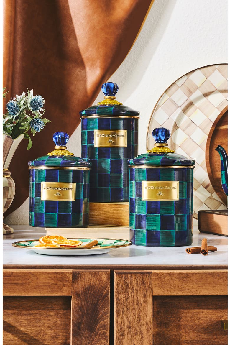 Juniper Check Set of 3 Canisters, Alternate, color, GREEN