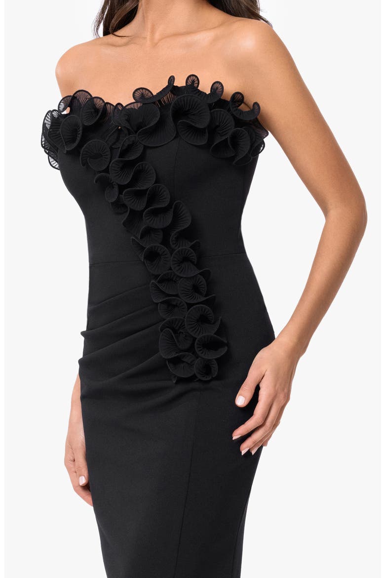 Strapless Ruffle Cocktail Dress, Alternate, color, BLACK