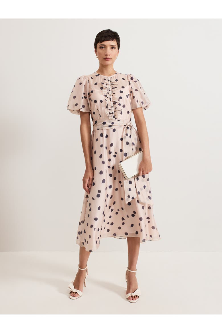Nicola Ruffle-Front Midi Dress, Main, color, Pale Pink