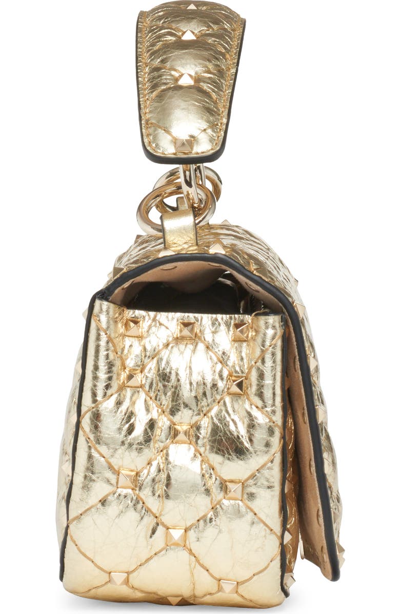 Valentino Garavani Rockstud Spike Metallic Leather Shoulder Bag, Alternate, color,