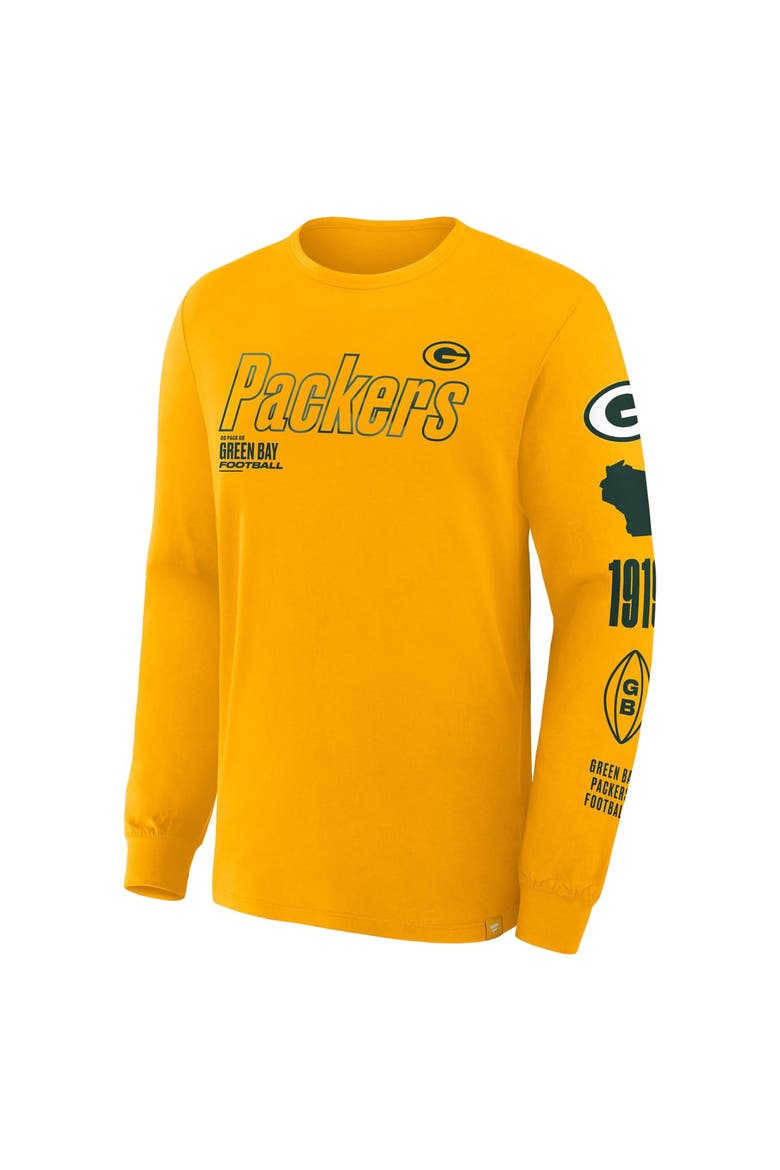 Men's Fanatics Gold Green Bay Packers Checkdown Pass Long Sleeve T-Shirt, Alternate, color, Gold