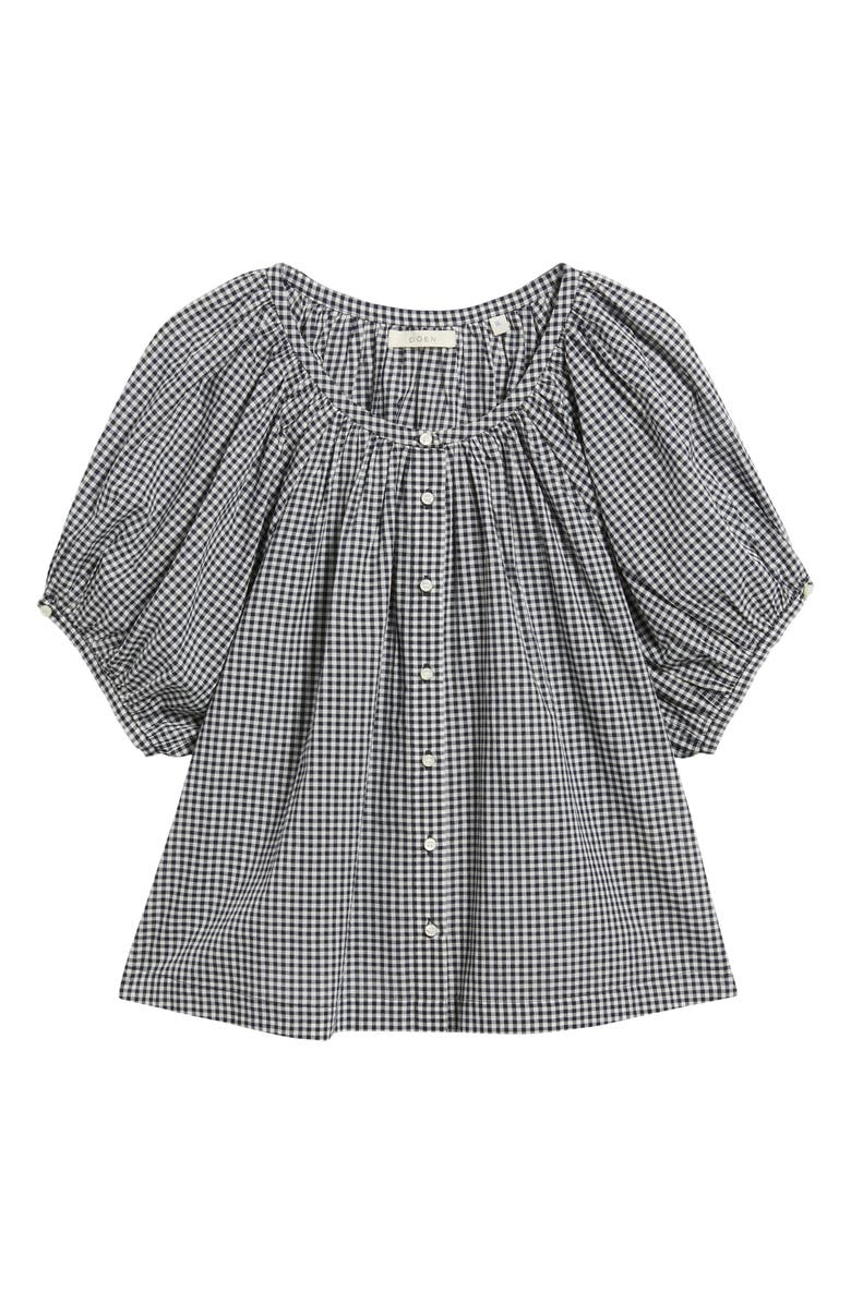 DÔEN June Gingham Check Organic Cotton Top, Alternate, color, Navy La Maddalena Gingham