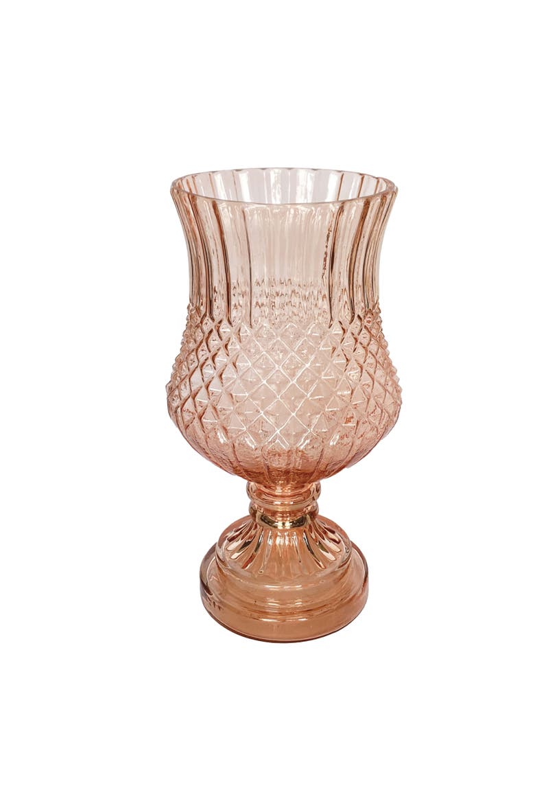Petal Embossed Footed Glass Vase, Main, color, Pink