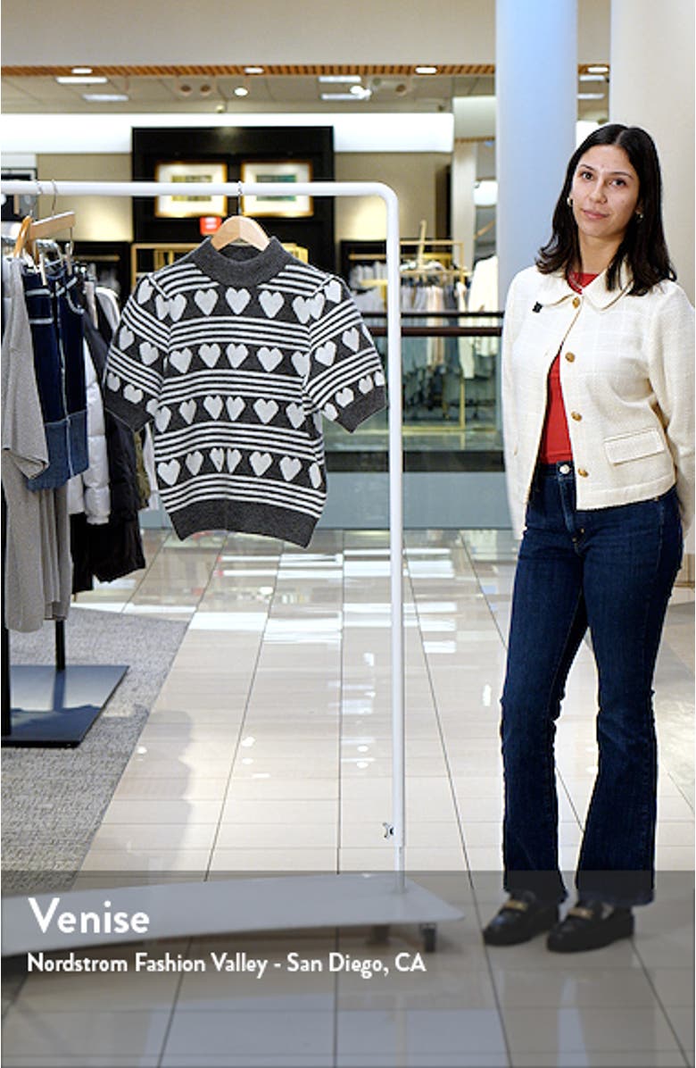 Heart Stripe Puff Sleeve Sweater, sales video thumbnail