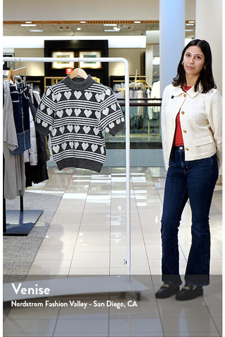 Heart Stripe Puff Sleeve Sweater video