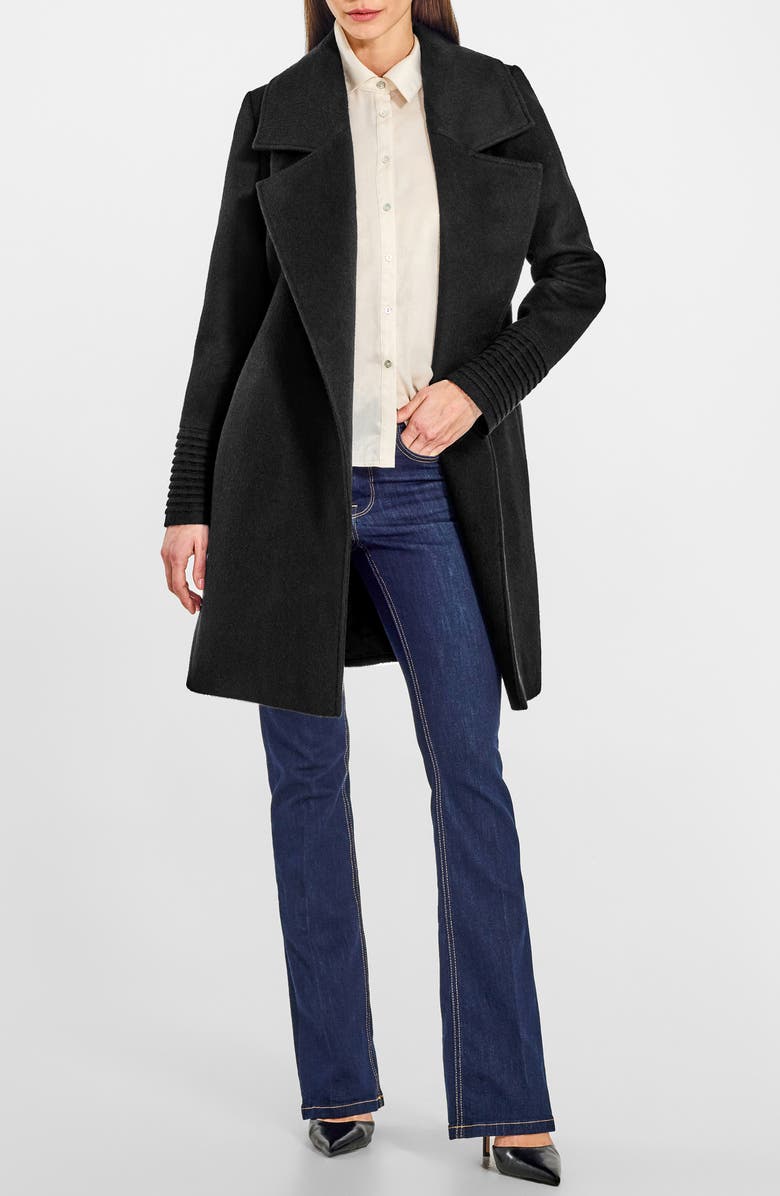 SENTALER Alpaca & Wool Wrap Coat, Alternate, color, Black