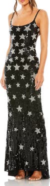 Mac Duggal Star Beaded Cross Back Full Length Gown