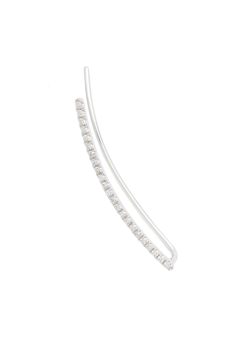 EF Collection Diamond Bar Ear Crawler, Main, color, White Gold - Right
