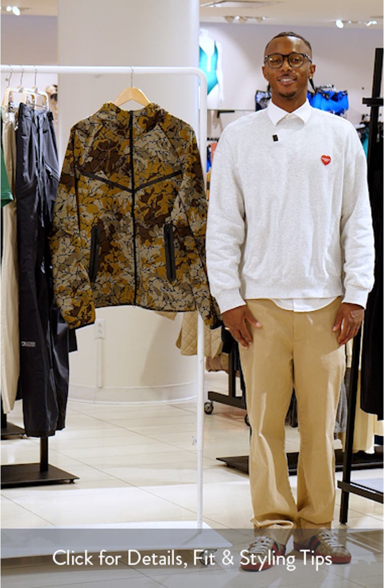 Tech Woven Camo Zip Front Jacket, sales video thumbnail