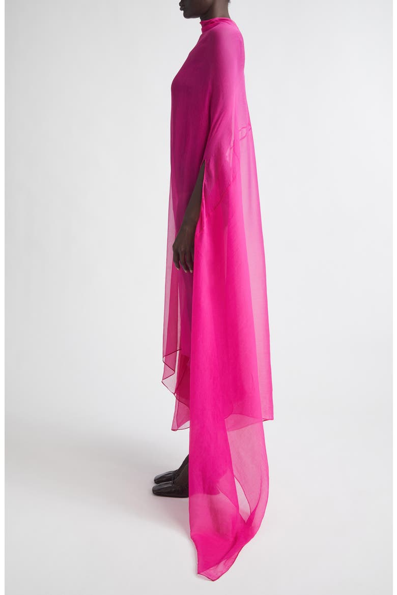Washed Silk Mousseline Dress, Alternate, color, FUCHSIA