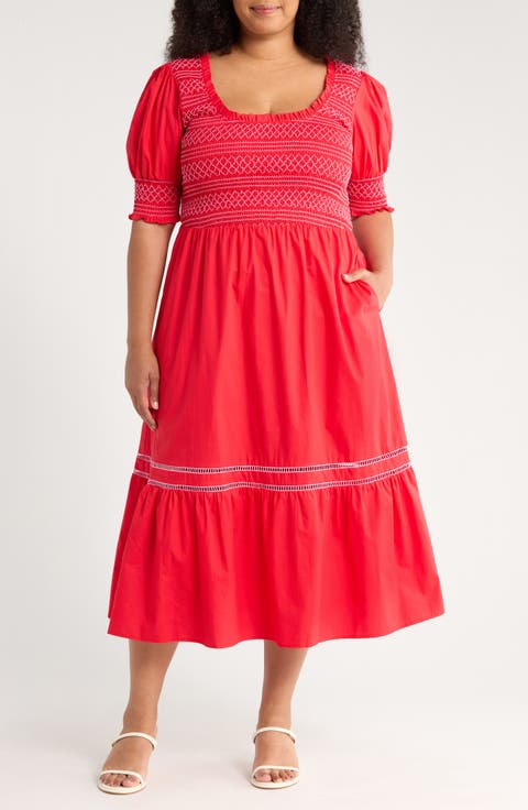 Carlene Smocked Midi Dress (Plus)