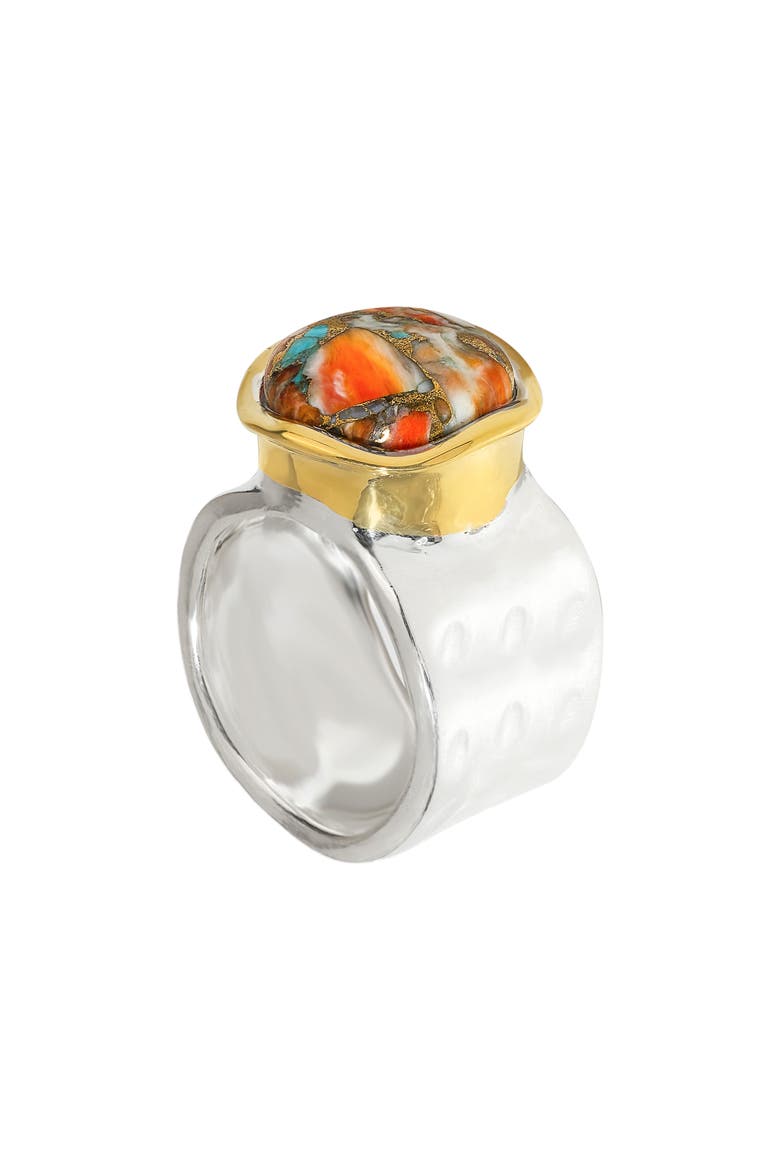 Semiprecious Stone Cabochon Ring, Main, color, ORANGE