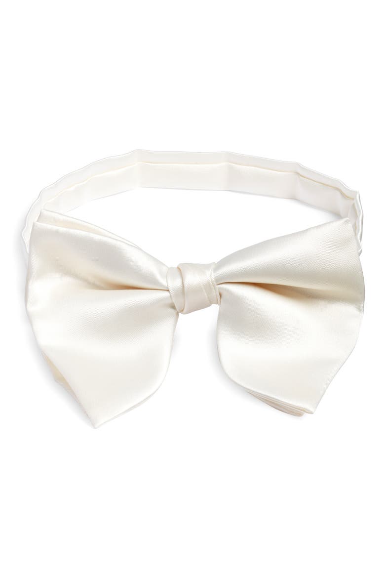 White Silk Butterfly Bow Tie, Main, color, WHITE