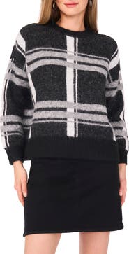 Vince Camuto Plaid Jacquard Sweater