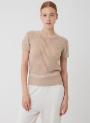 Majestic Filatures Cashmere Silk Mesh Short Sleeve Crewneck