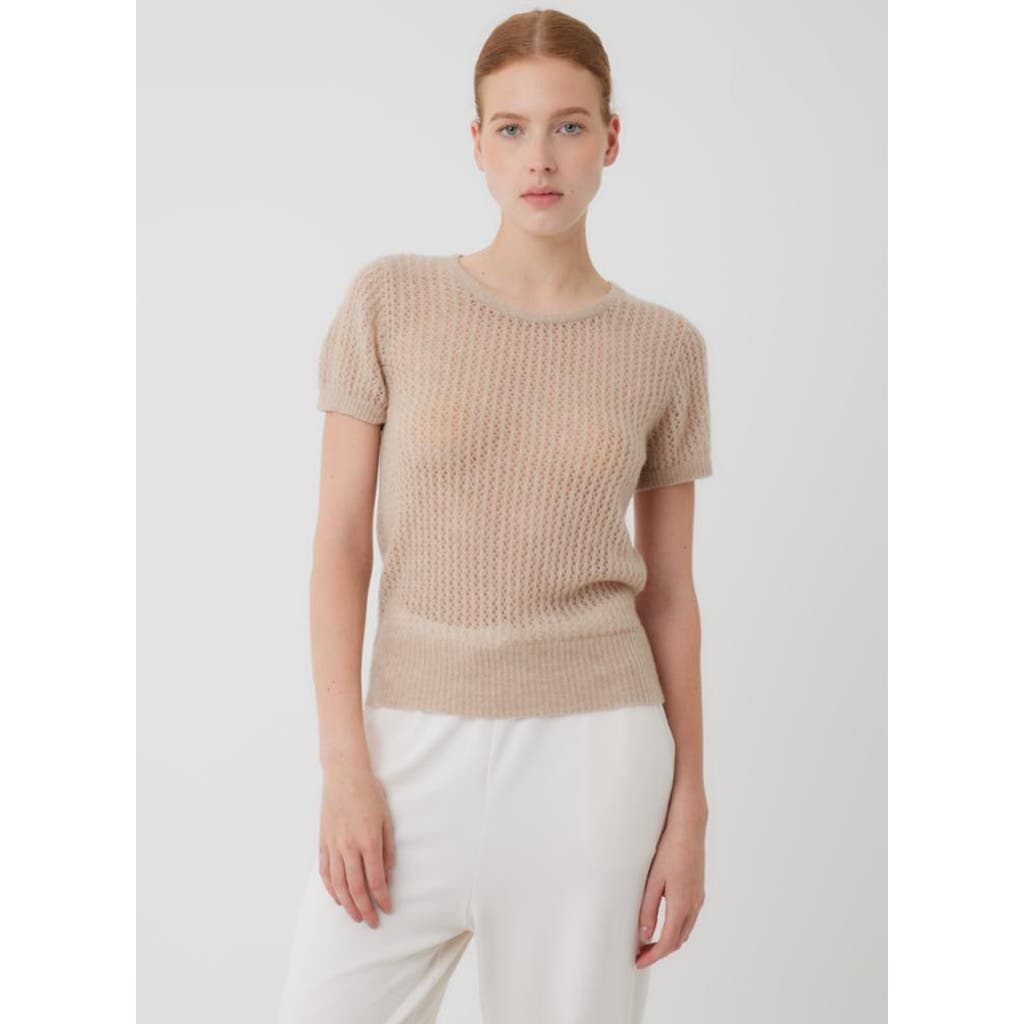 Majestic Filatures Cashmere Silk Mesh Short Sleeve Crewneck in Cappuccino  product