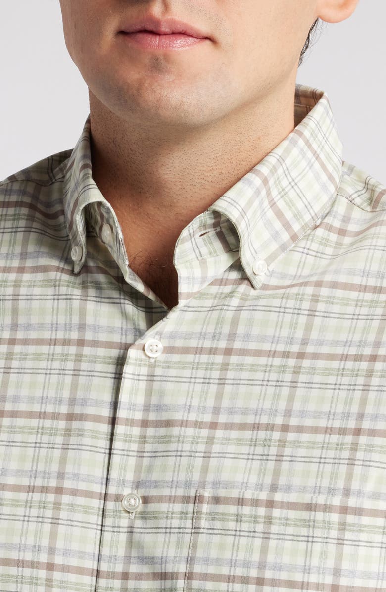 Scott Barber Mélange Plaid Stretch Button-Down Shirt, Alternate, color, 